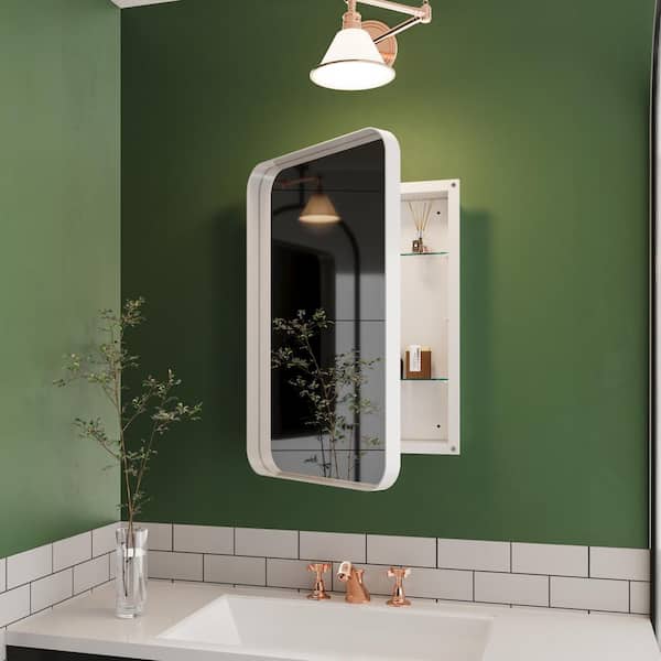 16 in. W x 24 in. H Rectangular Metal Medicine Cabinet with Mirror, Storage Cabinet with Mirror, Bathroom Makeup Mirror