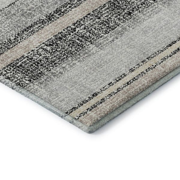 Mayfield Premium Machine Washable Abstract AMF2122 Black 8 ft. x 10 ft. Area Rug