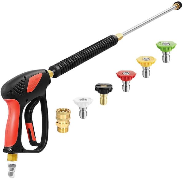 4500 Psi Pressure Washer Gun, Hot Water Compatible Adjustable Power Washer Wand for 3/8" Quick Connection Gutter Wash