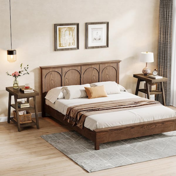 BYBLIGHT Kerlin 23.62 in. Brown Rectangle Side Table Wood End Table with 3-Shelf Storage, Small Couch Side Table for Living Room