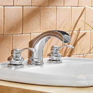 8 in. Waterfall 2-Handle Bathroom Widespread Sink Faucet With Pop-up Drain Assembly in Spot Resist Polished Chrome