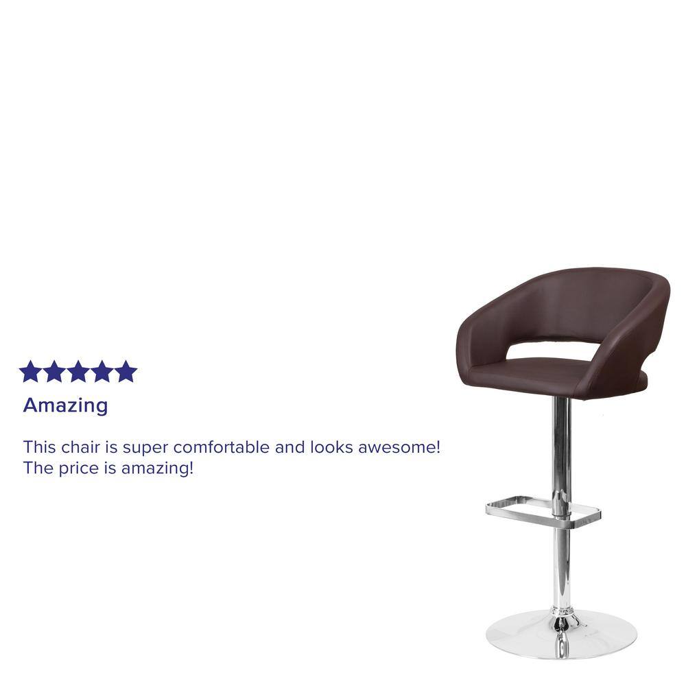Erik Brown Vinyl Adjustable Swivel Barstool with Chrome Base