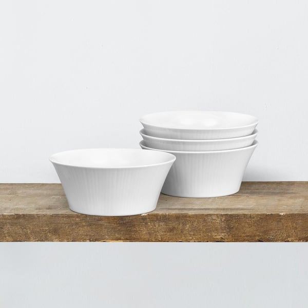 Conifer 6 in., 18.5 fl. oz . (White) Porcelain Cereal Bowls, (Set of 4)