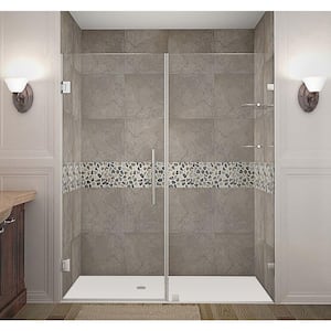 Nautis GS 67 in. x 72 in. Completely Frameless Hinged Shower Door with Glass Shelves in Chrome