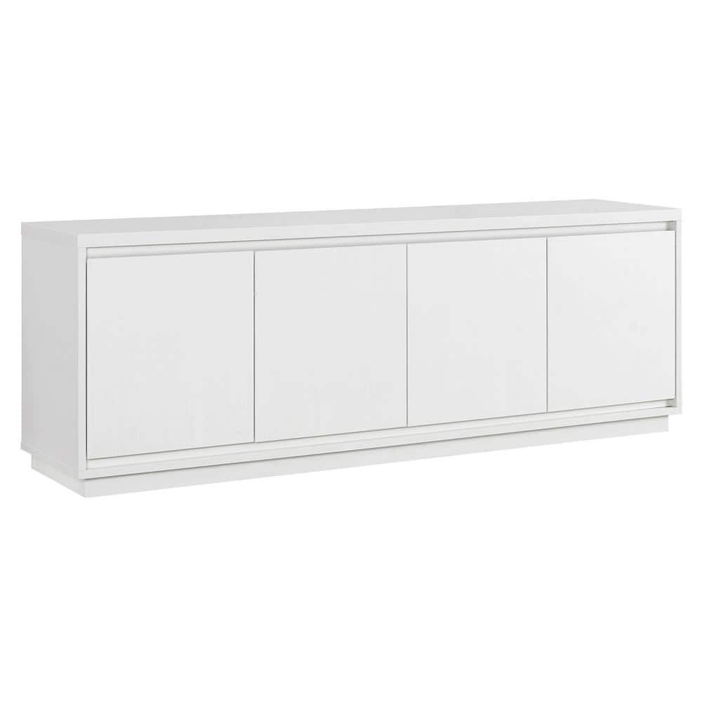 White Rectangular TV Stand with Cabinets for 75" TVs