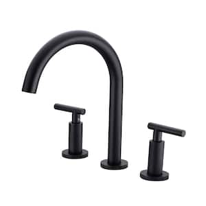 8 in. Widespread Double Handle Bathroom Faucet Brass 3 Holes Sink Basin Faucets in Matte Black
