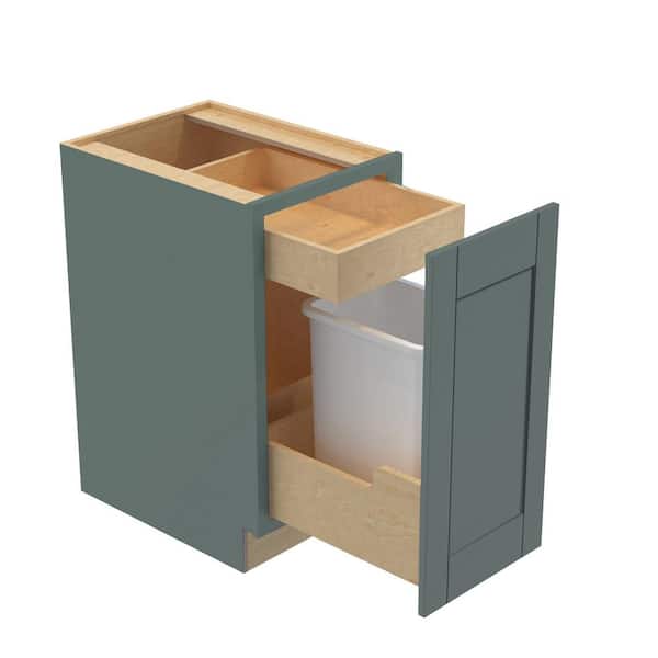 Washington 18 in. W x 24 in. D x 34.5 in. H Plywood Assembled Trash Can in Verdant Green with 1-Soft Close Drawer
