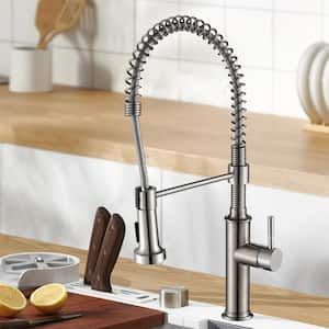 Single-Handle Pull-Down Sprayer Kitchen Faucet with Dual Function Sprayhead in Brushed Nickel