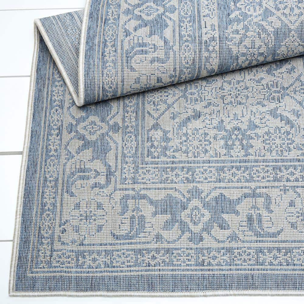 Blue/Gray Medallion 8' x 10' Easy-Care Synthetic Area Rug