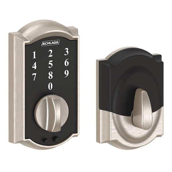 Schlage Camelot Satin Nickel Electronic Touch Keyless Touchscreen Deadbolt with Thumbturn