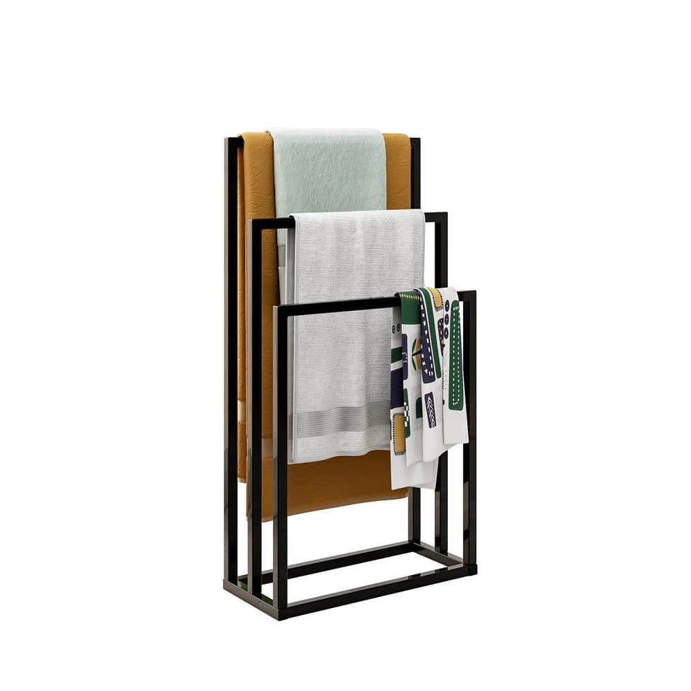 Freestanding Satin Chrome 3-Tier Metal Towel Rack