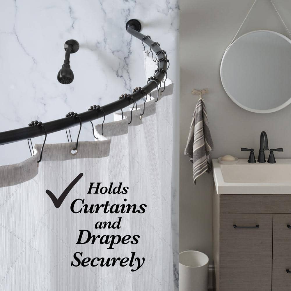 Matte Black Curved Wall Mounted Shower Rod 72"