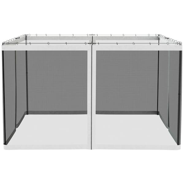 Otryad 11 ft. x 6.8 ft. Gazebo Net Replacement, Mesh Sidewall Netting with Zippers and Curtain Rings for Patio, White