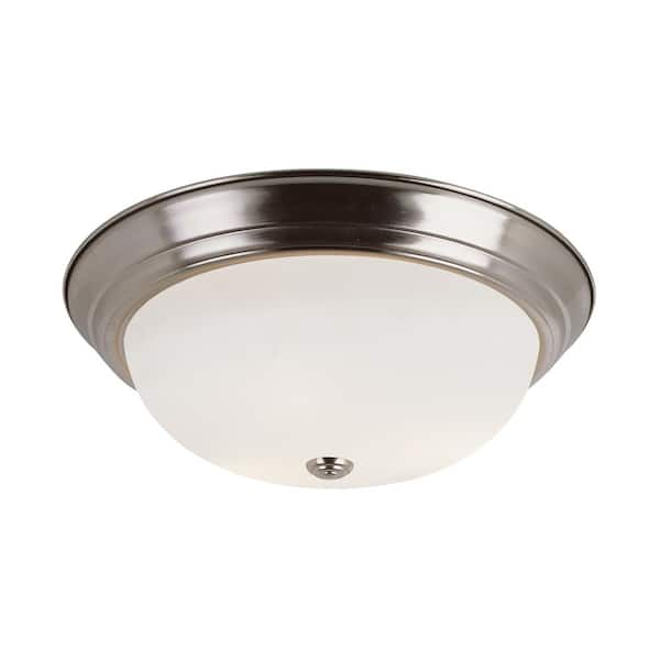 Bel Air Lighting Bowers 13 in. 2-Light Brushed Nickel Flush Mount ...