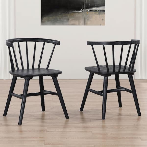 Willow Black Wood Side Chair (Set-2)