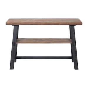 Adam 48 in. Brown/Black Standard Rectangle Wood Console Table with Shelf