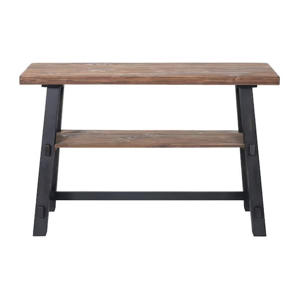 Alaterre Furniture Adam 48 in. Brown/Black Standard Rectangle Wood Console Table with Shelf