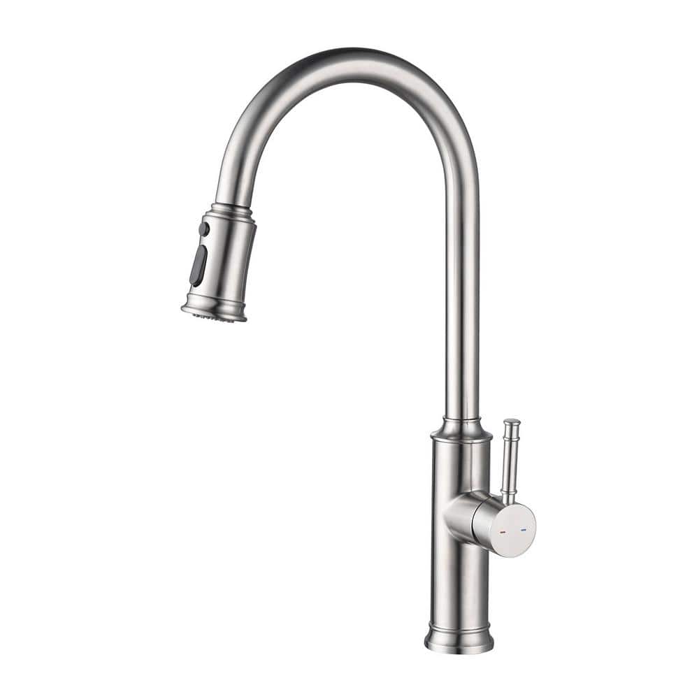 Brushed Nickel Single Handle Pull Down Kitchen Faucet