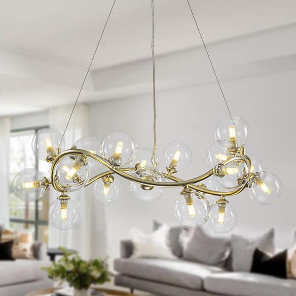 19-Light Gold Modern Elegant Ring Shaped Chandelier with Clear Glass Shades