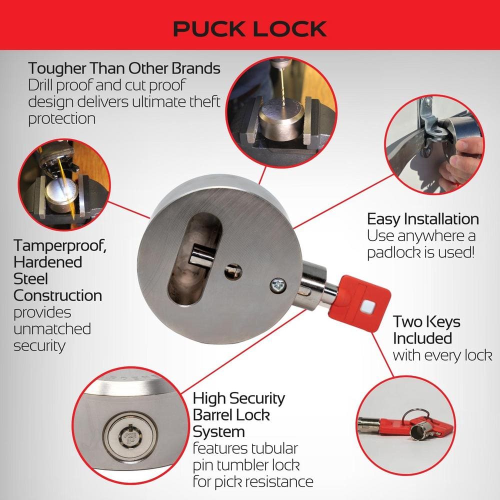 Stainless Steel Round Keyed Gate Puck Lock