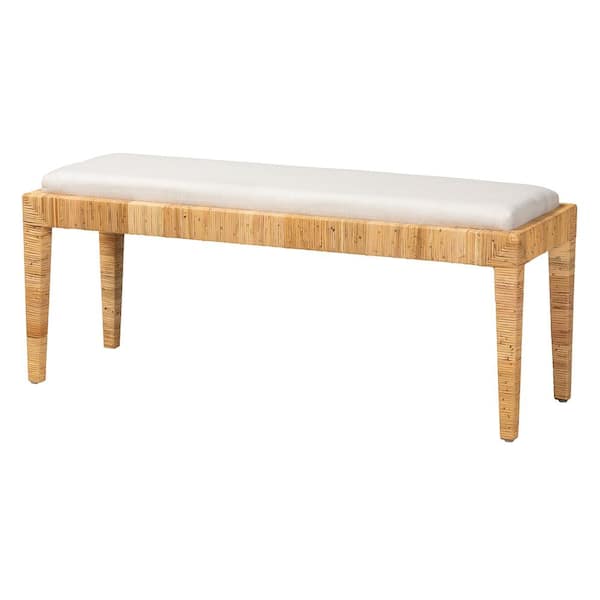 Sofia Natural Rattan Bench (20.1 in. H x 48 in. W x 15.7 in. D)