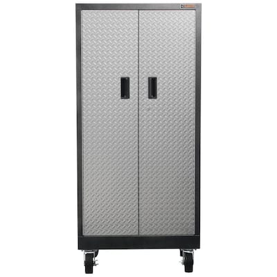 Premier Series Pre-Assembled Steel Freestanding Garage Cabinet in Silver with Casters (30 in. W x 65 in. H x 18 in. D)
