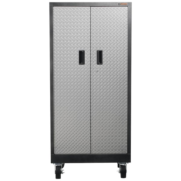 Gladiator Premier Series Pre-Assembled Steel Freestanding Garage Cabinet in Silver with Casters (30 in. W x 65 in. H x 18 in. D)