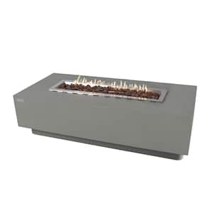 Granville Outdoor Fire Pit 60 in. x 27 in. Rectangular Concrete Natural Gas Fire Table with Lava Rocks and Cover