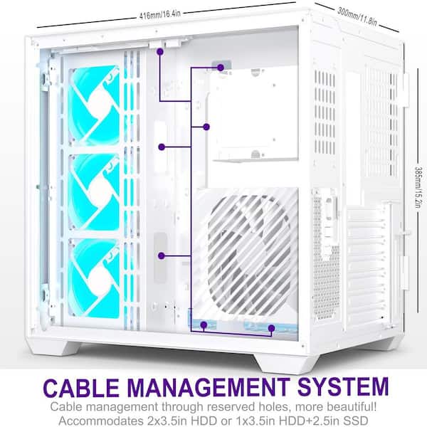 OBJLGEV ATX Mid-Tower Gaming PC Case with 270° Panoramic