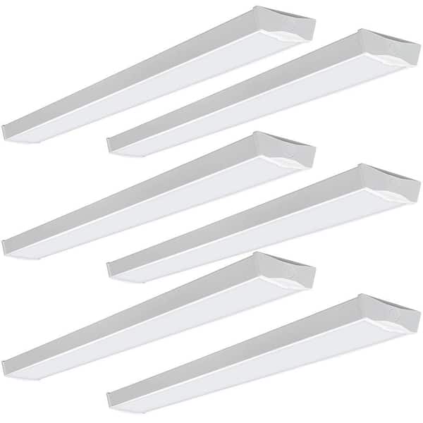 4 ft. 3600 Lumens 120-277V Integrated LED White Wraparound Light 40W Bright White 4000K Low Profile (6-Pack)