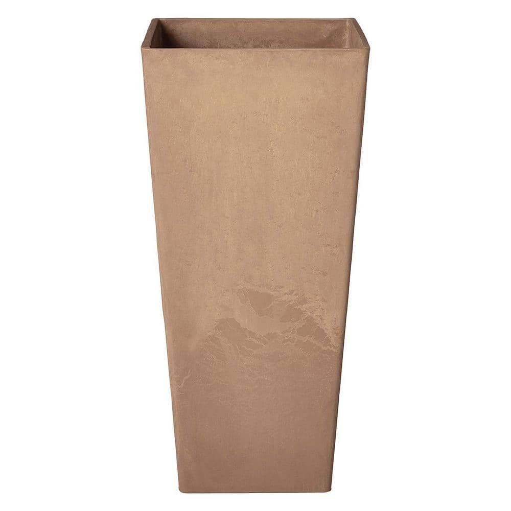 Tall Taupe Recycled Composite Square Planter, 28-inch