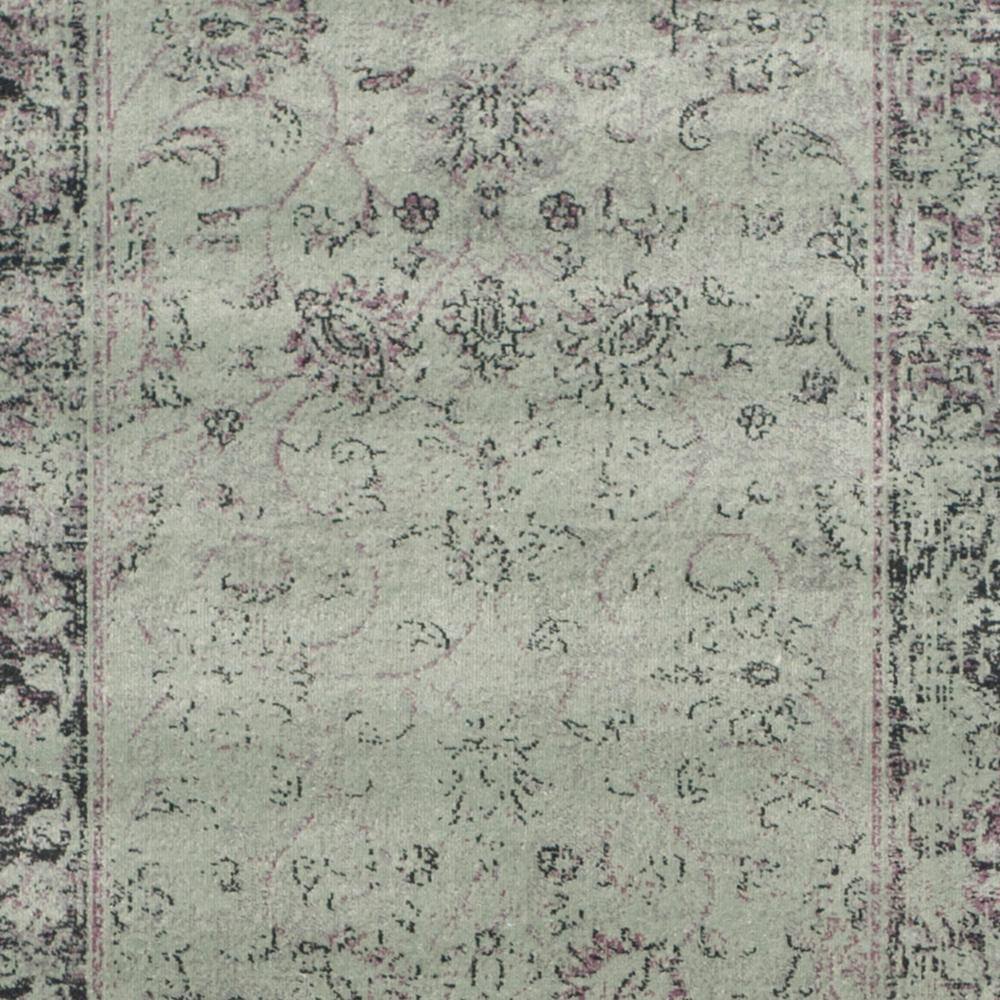 Spruce and Ivory Floral Viscose Runner Rug, 2'2" x 12'