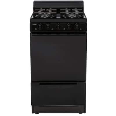 20 in. 2.42 cu. ft. Freestanding Gas Range with Sealed Burners in Black