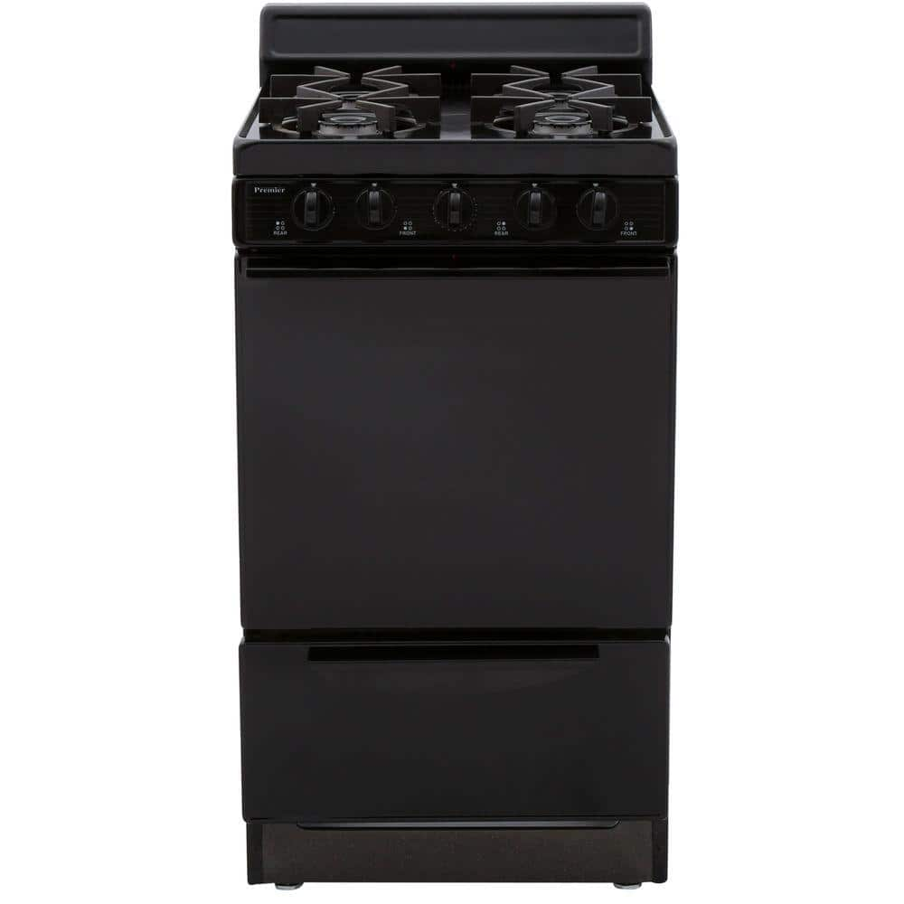 20 in. 2.42 cu. ft. Freestanding Gas Range with Sealed Burners in Black -  Premier, SHK100BP