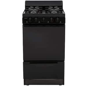 20 in. 2.42 cu. ft. Freestanding Gas Range with Sealed Burners in Black