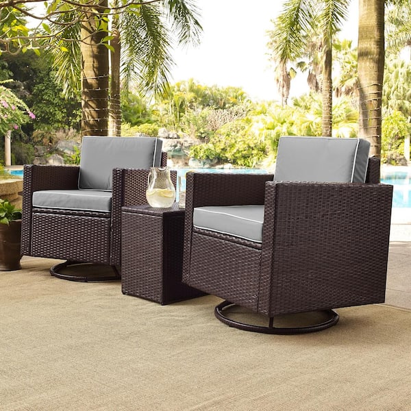 Wicker Patio Outdoor Conversation Set, Wicker Patio Furniture Set With Swivel Chairs