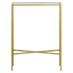 Henley 22 in. Brass Rectangular Console Table with Glass Top