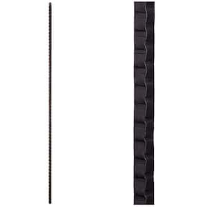 Gothic Hammered 44 in. x 0.5625 in. Satin Black Plain Square Face Hammered Solid Wrought Iron Baluster