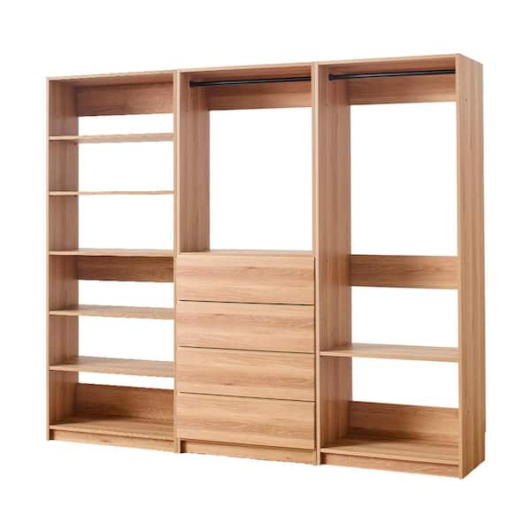 Klair Living Prosper 96 in. W Oak Tower System Freestanding-Shelf Walk-in Wood Closet System