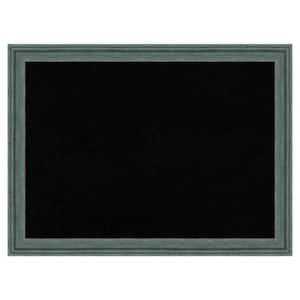 Upcycled Teal Grey Wood Framed Black Corkboard 31 in. x 23 in. Bulletine Board Memo Board