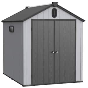 6ft. W x 8ft. D Black+Grey Plastic Storage Shed for Backyard Garden Big Spire Tool Storage, 48sq. ft.