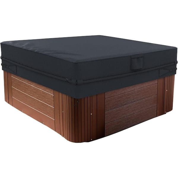Square Hot Tub Cover, 87 x 87 in., Heavy-Duty 420D Oxford Cover, UV Protection and Wind Protection, Waterproof, Black
