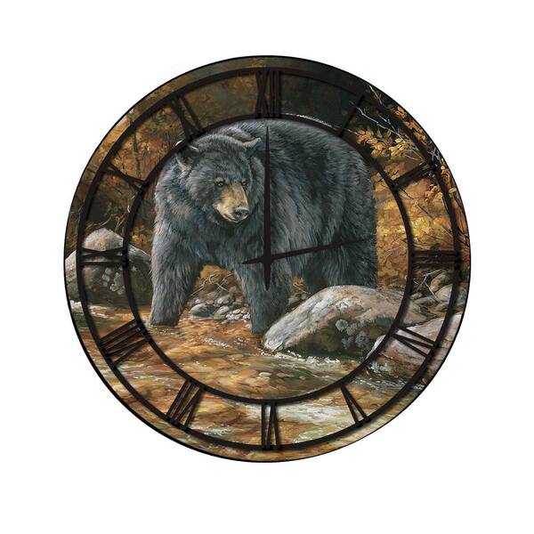 Unbranded "Streamside Bear" Full Coverage Art and Black Numbers Imaged Wall Clock