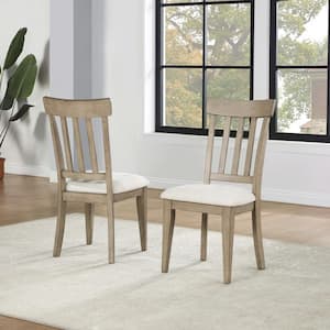 Napa Weathered Sand Brown Wood 72 in. Rectangle Dining Set 5-Pieces with 4-Cushioned Side Chairs and 2 18 in. Leaves
