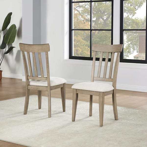 Steve Silver Napa Weathered Sand Brown Wood 72 in. Rectangle Dining Set 5-Pieces with 4-Cushioned Side Chairs and 2 18 in. Leaves