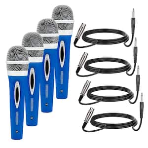 4PCS Blue Unidirectional Vocal Dynamic Handheld Microphone with 12 ft. Detachable XLR Cable