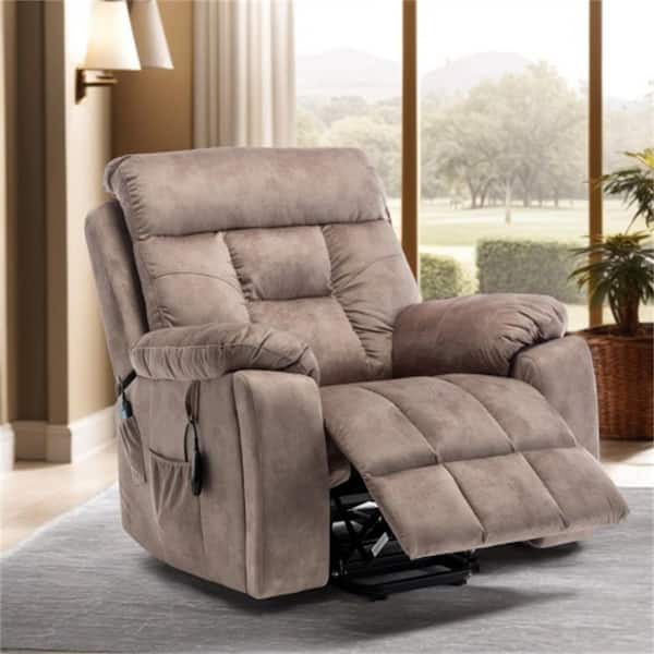 Boyel Living Light Brown Power Lift Recliner Chairs Relax Sofa Chair Electric Reclining with Dual Cup Holders and Storage Pocket