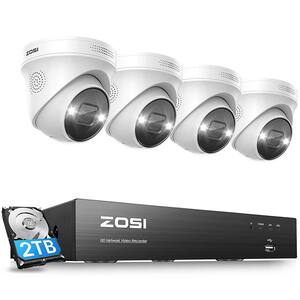 4K UHD 8-Channel 2TB PoE NVR Security Camera System with 4 8MP Wired Spotlight Cameras, Color Night Vision, 2-Way Audio
