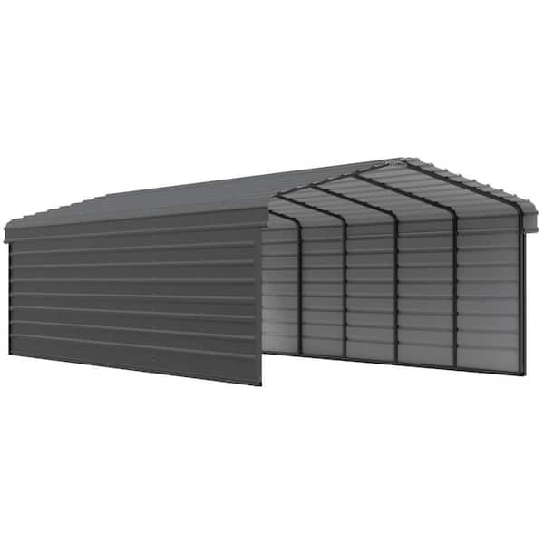 12 ft. W x 29 ft. D x 7 ft. H Charcoal Galvanized Steel Carport with 2-Side Wall Kits