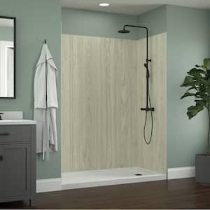 Jetcoat 32 in. x 60 in. x 78 in. 5-Piece Easy-up Adhesive Alcove Shower Surround in Driftwood